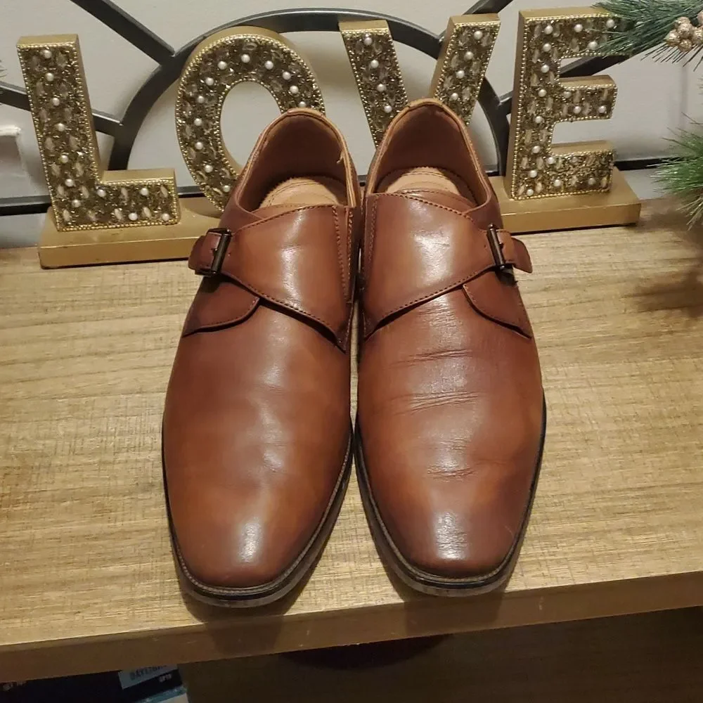 Florsheim Brown Sorrento Plain Toe Single Buckle Leather Men's Dress Shoes Sz 11